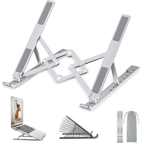Support ordinateur portable-aluminium- Ergonomique - Convient aux ordinateurs de 10-17,3″-Réglage de la hauteur-Argent (1/5)