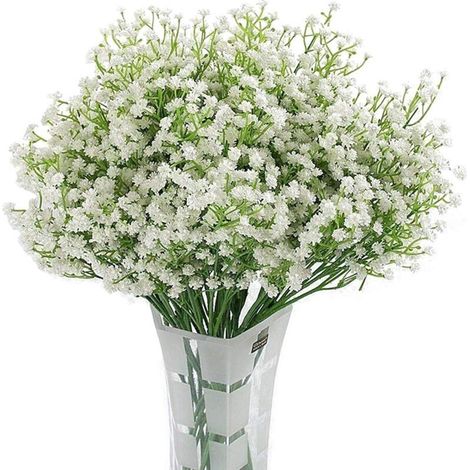 Gypsophile artificielle 12Pc fleurs en soie blanche 53 cm – Décor mariage, fête, bureau – Facile à entretenir, sans arrosage