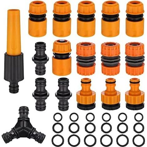 Kit di 17 raccordi per tubo da giardino. Kit di connettori per tubo da giardino da 1/2 pollice. Adattatore per rubinetto da giardino. Connessione rapida e a prova di perdite per uso in giardino con fi (1/5)
