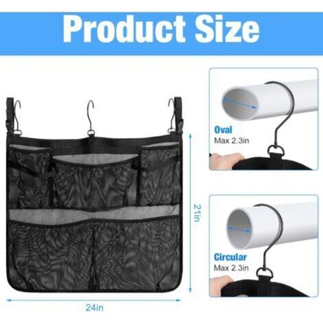 Panier de Rangement pour Piscine, Sac de Rangement avec Crochets et 5 Poches, Accessoires de Piscine Hors Sol, Noir, Panier Rangement Bord de Piscine pour Piscine Hors Sol et Salle de Bain (1/3)