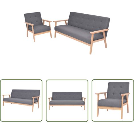 Ensemble Canapés droits 2 pcs, Canapé de relaxation Meuble de Salon, Tissu Gris foncé OIB3337E (1/5)