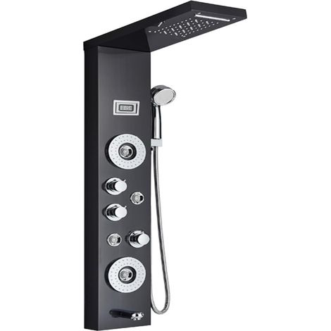 Ensemble de douche mitigeur thermostatique intelli Panneau de douche à lumière LED, ensemble de robinet de douche à affichage numérique cascade pluie, système de douche mitigeur de colonne de salle de (1/5)