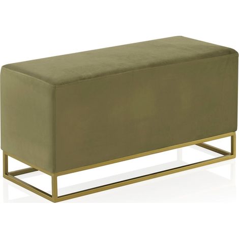 Banc tapissé en velours vert avec base dorée élégante - vert velours et base dorée (1/5)
