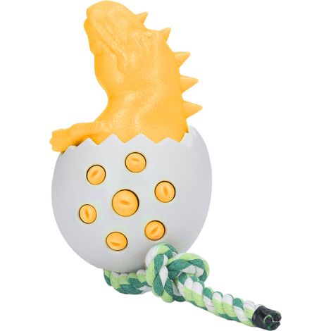 Dinosaurier-eierförmige Hundekauspielzeuge, bissfest, Hundezahnbürsten, Kauspielzeuge für die Zahnhygiene des Hundes, orange (1/5)