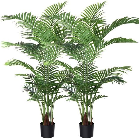 Künstliche Areca Palme 160 cm, 2 Stück, für Innen & Außen, mit schwarzem Topf (1/5)