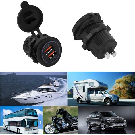 Schnellladefunktion mit zwei Ports (QC3.0), 12V/24V Zigarettenanzünderstecker für Auto, Motorrad, Boot (1/5)
