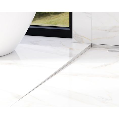 Profilo laterale sinistro inclinato per doccia a pavimento argento satinato - 1200 x 11 mm