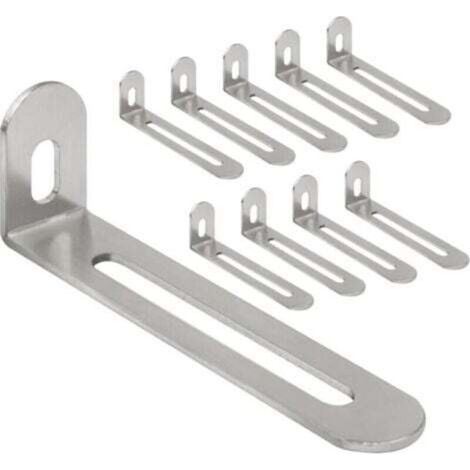 [JAMAIS UTILISÉ] Lot de 10 équerres de fixation en L argentées, 32 x 80 mm Pour meubles en bois, avec vis (1/4)