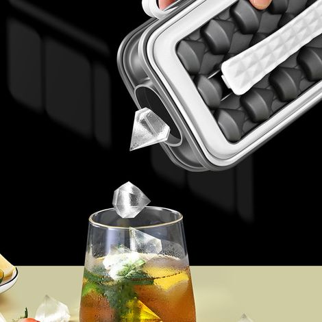 Moule à glaçons maison, bac à glaçons portable en silicone avec couvercle, noir élégant. (1/5)