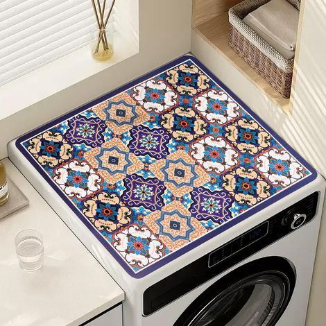 Washing Machine Protective Mat 60x60cm Non-Slip Waterproof Dryer Cover for Laundry Room Kitchen (1/2)