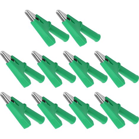 Kit de 10 pinces crocodiles de test, ouverture de 10 mm, 10 A, avec douille de 4 mm (vert) (1/5)