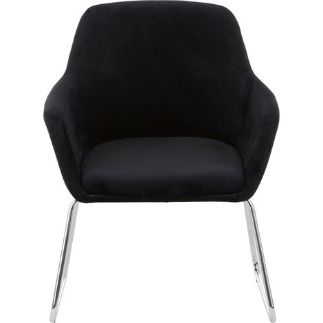 Premier Housewares Accent Chair Chair for Bedroom Crushed Velvet Chair Black Upholstery Lounge Chair Arm Chairs Chromed Metal  Legs Makeup Chair 67x64 x85 (1/5)