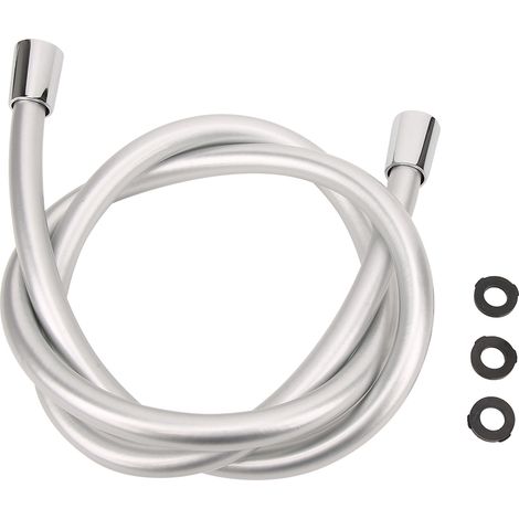 Tuyau de douche flexible PVC filetage femelle G1/2in 1.5m gris argenté accessoire salle de bain pour pomme de douche à main (1/5)