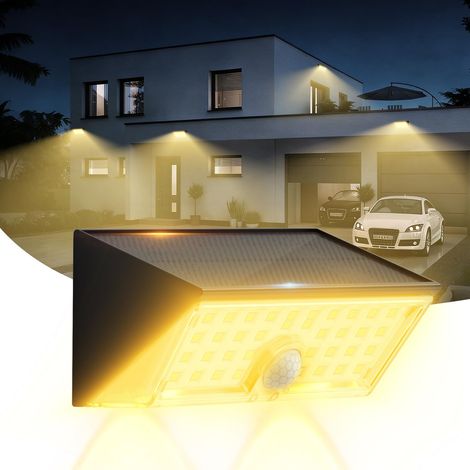 Lampe Solaire Extérieur Detecteur de Mouvement, Double Fonction Applique LED Murale Solaire Exterieur 4 Modes IP65 Projecteur Solaire Blanc Chaud pour Jardin Garage (1/5)