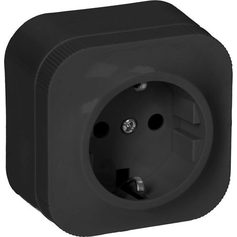 Toma de corriente de superficie individual ToDo 2P+Z Schuko IP20 negra