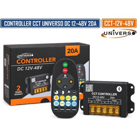 CONTROLLER CCT UNIVERSO DC 12-48V 20A 960W CON TELECOMANDO – REGOLATORE LUMINOSITÀ E TEMPERATURA COLORE LED 2700K-6500K (1/5)