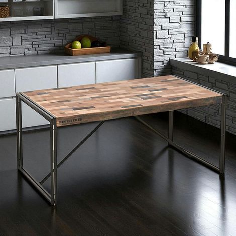 Table à manger rectangle bois recyclé 250x100 CARAVELLE (1/5)
