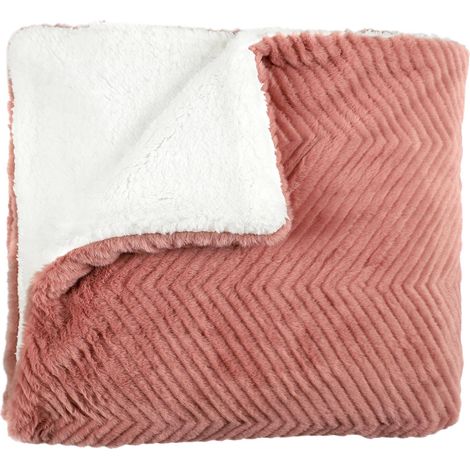 Plaid - HOME DECO FACTORY - Imitation Fourrure - Rose (1/5)