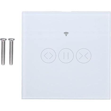 Smart Rideau Commutateur WiFi Sans Fil Tactile Interrupteur APP Télécommande Stores Volet Interrupteur pour Bureau À Domicile ABS Verre Trempé 8.6x8.6 cm (Blanc) (1/5)