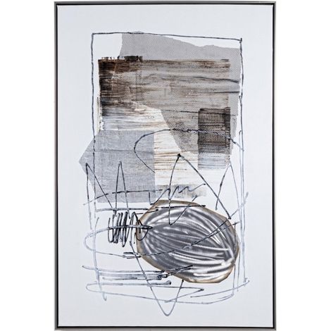 Quadro olio Crown dipinto su tela con applicazioni metalliche struttura in legno di abete cornice in plastica (1/4)