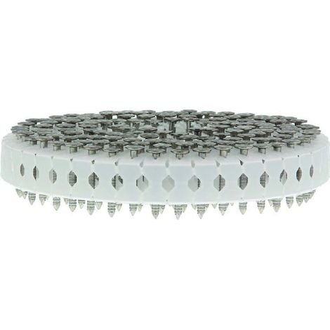 Clou tête plate cranté inox A2 en bande plastique pour cloueur IM45GN 2,5 x 35 mm pack de 1 000 pièces et 1 cartouche de gaz