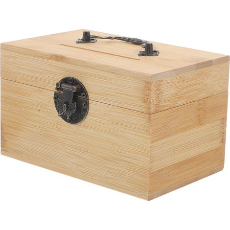 Coffre Bambou Boîte De Rangement pour Garçon Fille Boîte à Tirelire avec Couvercle (1/5)