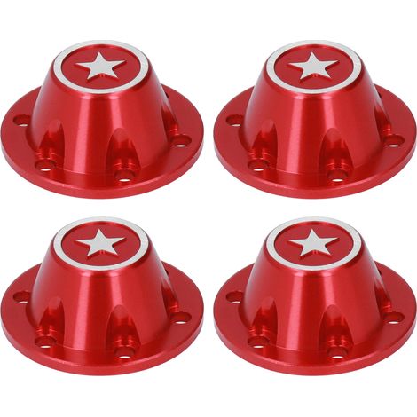 4 pièces Housse de Verrou de Roue Universelle Anti-Poussière Portative Écrou Hexagonal Télécommandé pour Voiture RC AXAIL SCX6 1/6 Rouge (1/5)