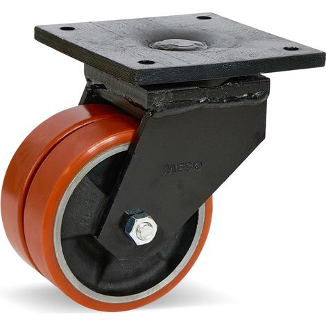Roue pivotante double extra lourde - MESO - PU - 150mm - 1250kg - Platine (1/2)