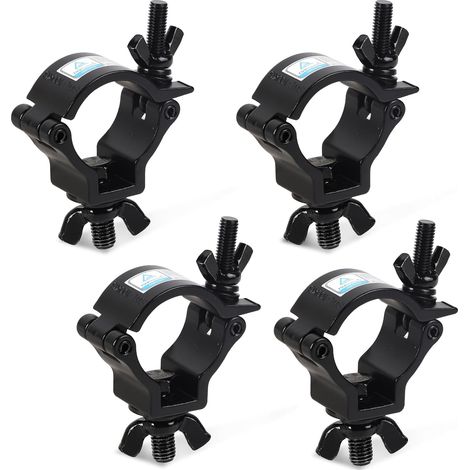 Truss Clamp Crochet de Fixation - TÜV, 4Pcs Crochets de Fixation Éclairage de Scène, 48-51mm Alliage d'aluminium Crochets de Fixation Éclairage de Scène, Pinces pour Éclairage de Scène, Noir (1/5)