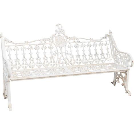 Banco de jardín de hierro fundido 180x70x105 Sofá de exterior Banco Liberty con reposabrazos Silla de 3 plazas Banco de hierro