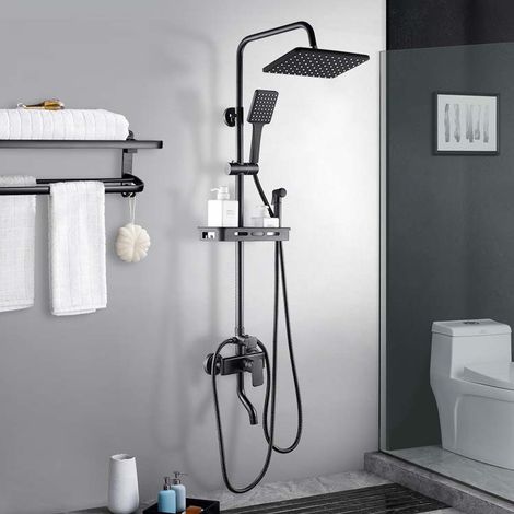 Augienb – Colonne de douche thermostatique chromée – Système de douche avec pommeau réglable – Robinetterie en laiton massif – Technologie de contrôle thermostatique