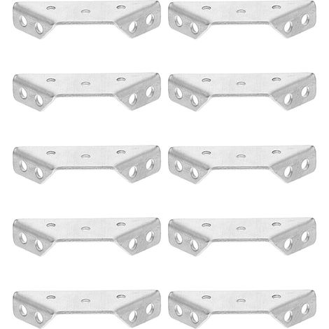 Équerre D'angle pour Meubles en Acier Inoxydable, Lot de 10 Argenté, Design à Trous pour Vis, Structure Simple, pour Fabrication de Meubles et Armoires (1/5)