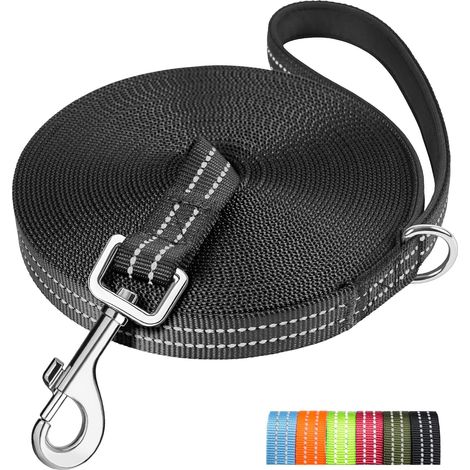 CCYKXALonge pour Chien, 5M Laisse de Dressage, Rembourrée, Durable et Léger, Longe pour Petit, Moyen et Grand Chien, avec Boucle en D (1/5)