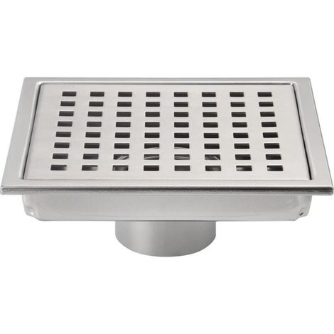 Inch brushed silver square shower floor drain grate with removable cover SUS304 stainless steel (1/4)