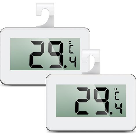 Thermomètre de Réfrigérateur et Congélateur, 2 Pièces Numérique, Etanche Avec Ecran LCD, Alarme de Gel, 3 Méthodes de Montage Pour Maison, Restaurants, Cuisine, Bar - Blanc