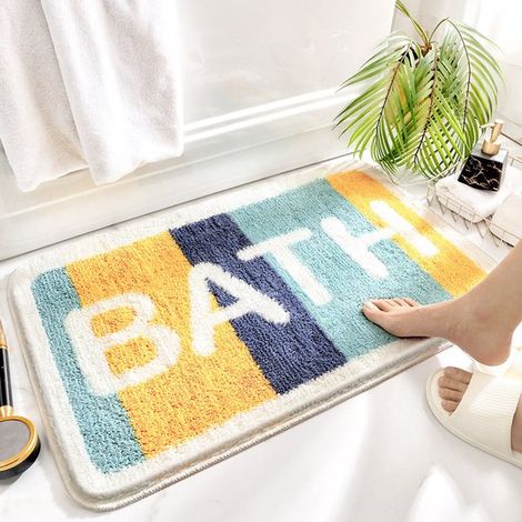 Tappetini da bagno antiscivolo e assorbenti, lavabili in lavatrice, tappetino da bagno morbido in peluche, tappetino doccia ad asciugatura rapida con retro in gomma antiscivolo, k (1/2)
