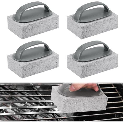 4Pcs Grill Nettoyage Pierre avec Poignée, Griller Pierre Nettoyant Ponce, Réutilisable Blocs Briques de Nettoyage pour Nettoyer Barbecue Grills, Griddle, Four Carreaux (1/5)