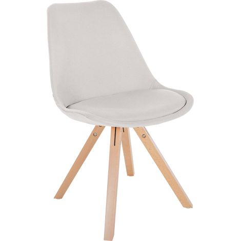 Chaise de salle à manger x1 style scandinave en tissu crème pieds en bois clair 100007439