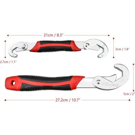 Lot de 2 Clés Réglables, Clé à Molette, Snap Grip Clé Universelle, Serre-Ecrou Multifonctionnelles, Kit de Clés Réglable 22-32mm, 15-32mm, 9-14mm (1/3)