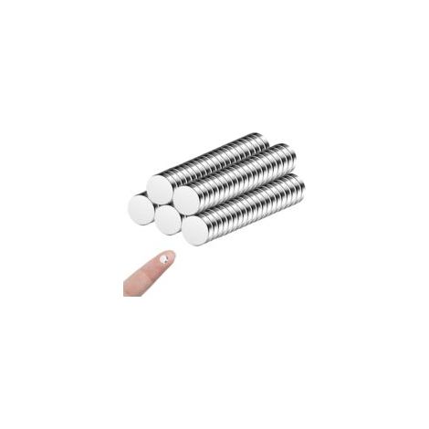100 aimants ronds de 6 x 2 mm, extrêmement puissants, pour réfrigérateur, photos, loisirs créatifs, cartes, tableau blanc, calendrier. Aimants en néodyme.