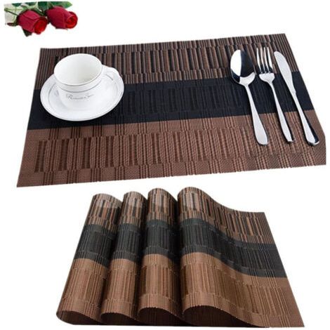BUNTHAUS Lot de 6 sets de table antidérapants et lavables – Motif dégradé couleur café
