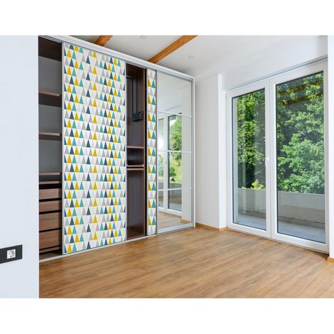 Sticker mural pour porte de dressing 250x67,5 cm – PVC auto-adhésif repositionnable – Résistant et facile à découper – CPM