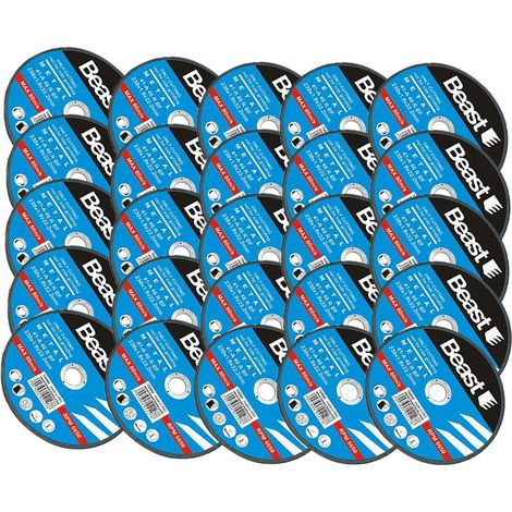 Lot de 25 disques à tronçonner 230 x 1.9 x 22.2 mm – Pour acier et métaux – Épaisseur 1.9 mm – Régime max 6500 tr/min – Beast