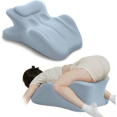 Oreiller ergonomique incliné à 27°, oreiller cale multifonctionnel en mousse à mémoire de forme (bleu) (1/5)