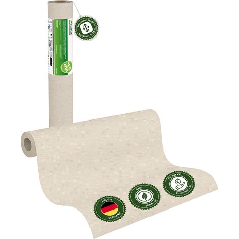 Veluxis® UNI Glattvlies Vliestapete XXL Rolle 15m x 0,53m Elfenbein – Matt & leicht strukturiert – Wandklebetechnik ohne Einweichen – Hoch waschbeständig & stoßfest – Made in Germany (1/5)