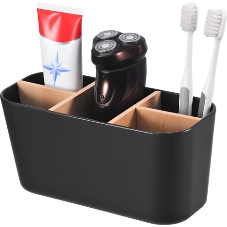 5-Fächer-Halter – Zahnbürstenaufbewahrung – Bad-/Büro-Organizer – Schwarz