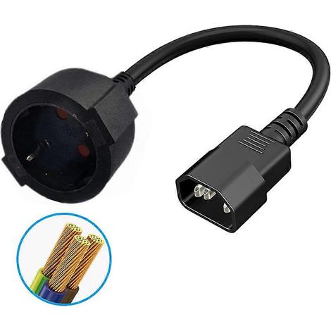 PDU-USV-Netzkabel: IEC C14-Stecker auf europäischen Schuko-Stecker, 30 cm Verlängerungskabel, CEE7/4 Schuko-Netzkabel (1/5)