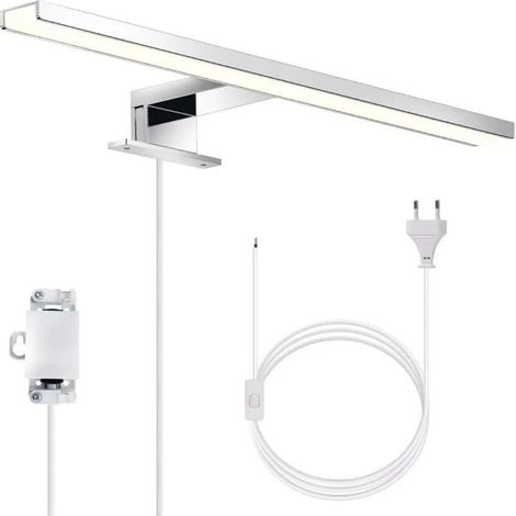 lampe miroir LED, lampe armoire, applique salle de bain, lumière blanche neutre 4000 Kelvin, 5W, 650lm, IP44, largeur 300mm, chrome (1/5)