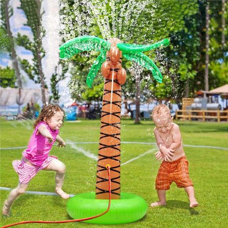 Arroseur gonflable en forme de palmier pour jardin, jouet à eau pour enfants, idéal pour les fêtes d'été en plein air à la plage. (1/5)
