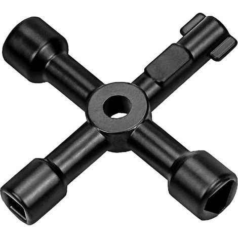 Clé Électrique - Croix 4 Voies - Pour Armoire Électrique Boîte à Disjoncteurs - Alliage De Zinc - Noir - 1 Pièce (1/5)